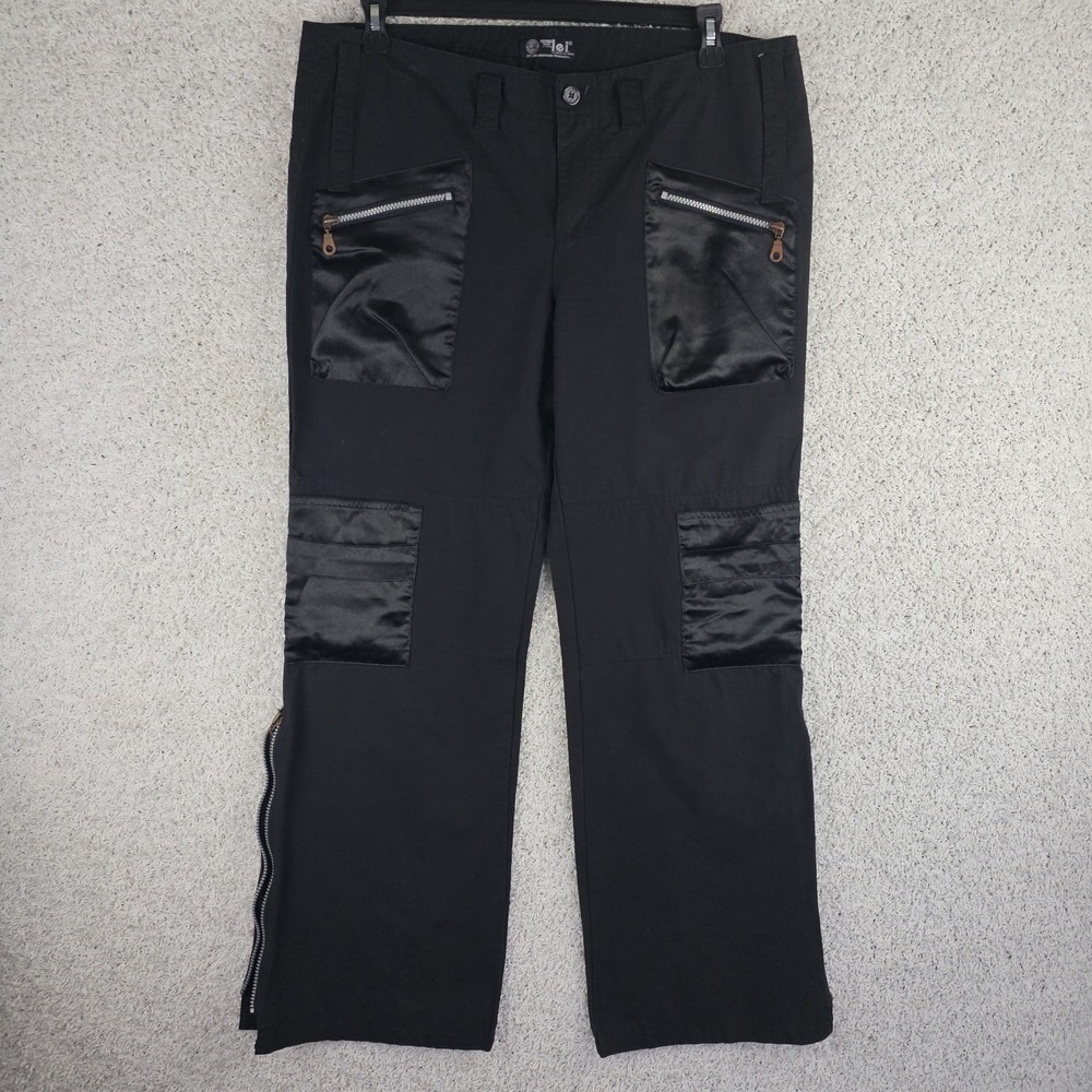 Vintage Y2K Lei Utility Flare Cargo Pants Size 15 Grunge Goth Baggy 38x31.5